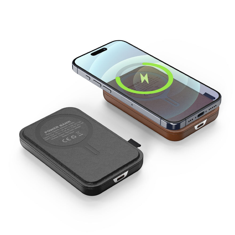 Magnetic Leather Wireless Power Bank