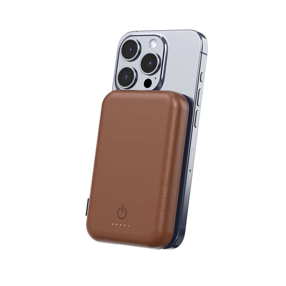 Magnetic Leather Wireless Power Bank