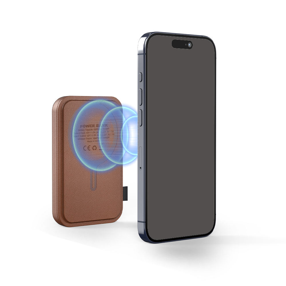Magnetic Leather Wireless Power Bank