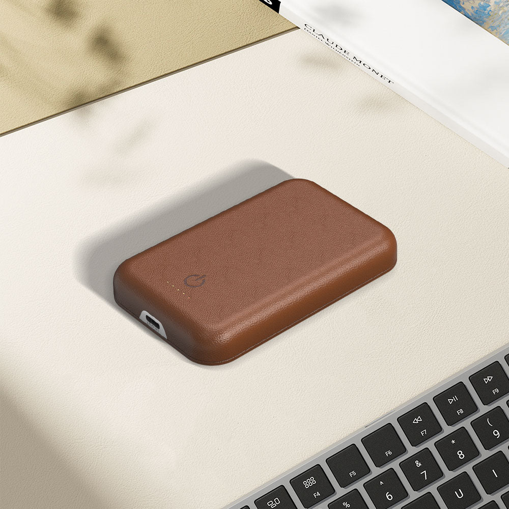 Magnetic Leather Wireless Power Bank