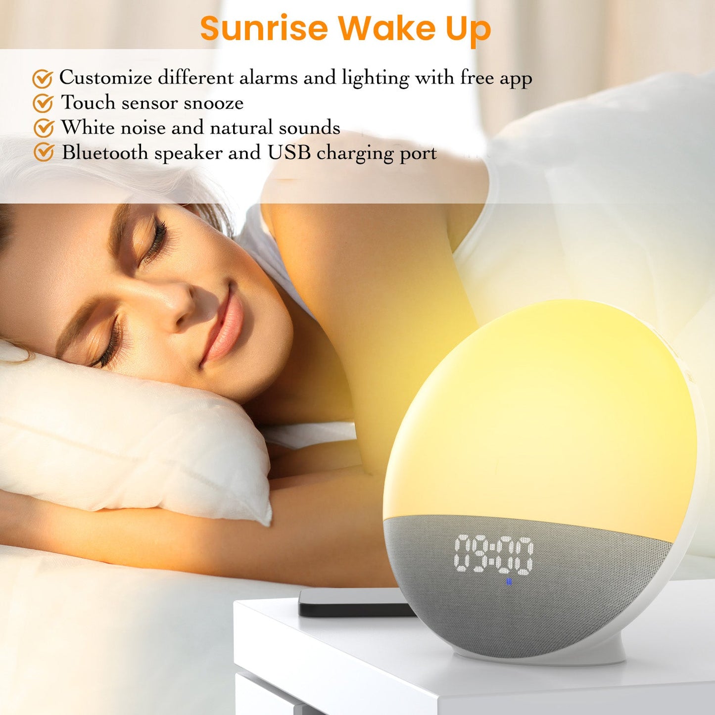 Sun Simulator Alarm Clock and Speaker