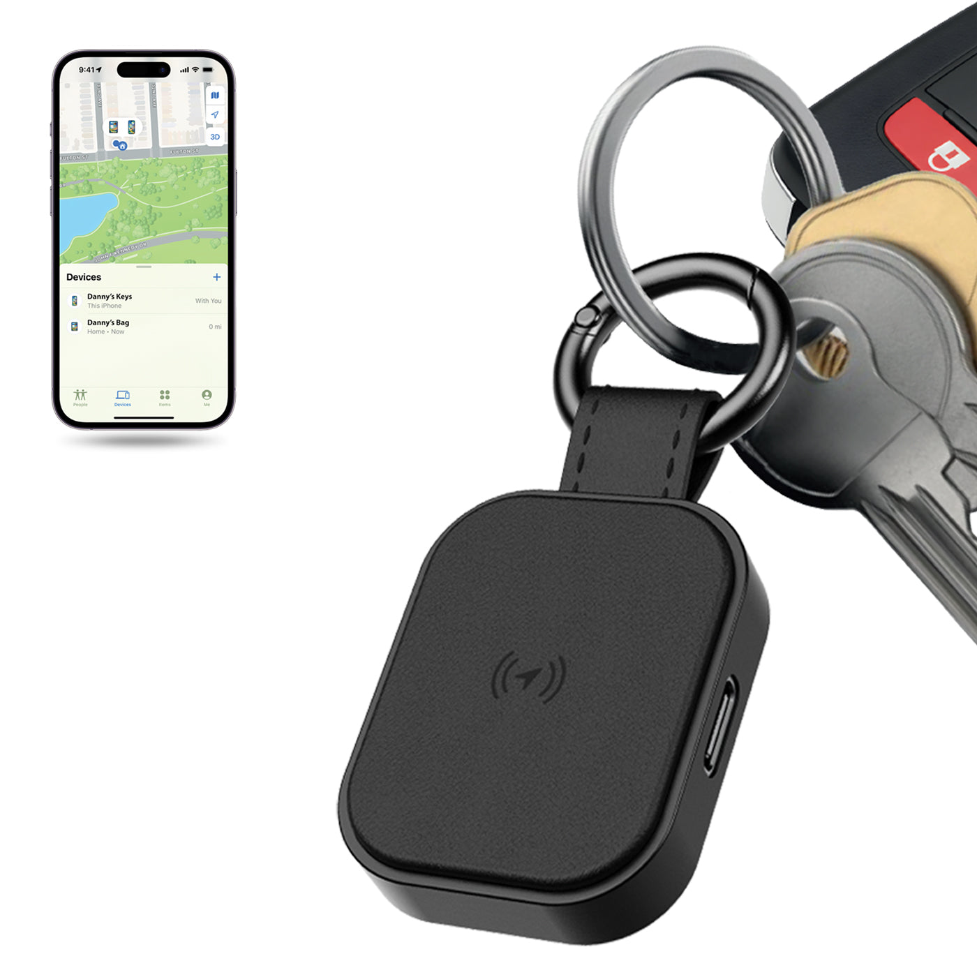 Universal Leather Tag Tracker (Apple Find My & Android/Google Find Hub)