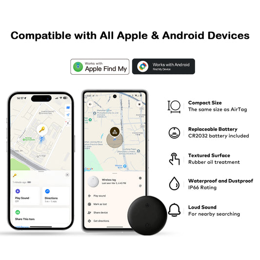 Universal Tag Trackers (2 Pack) - Apple Find My Network and Android/Google Find Hub Network